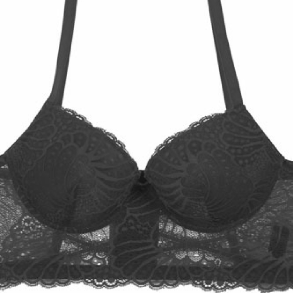 Ladies floral overlay long line bra w/underwire